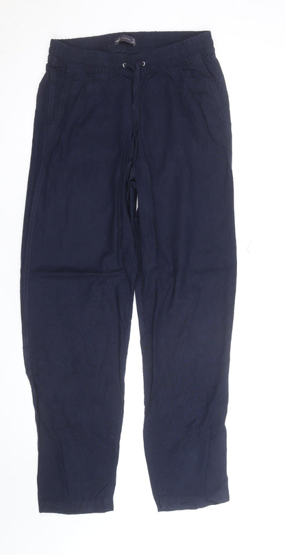 Marks and Spencer Women’s Blue Linen Blend Drawstring Trousers Size 14