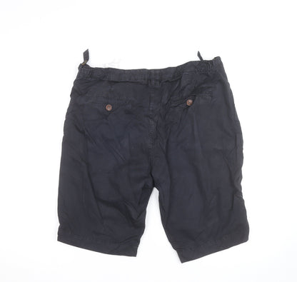 Barbour Men’s Black Chino Shorts Size 32 Regular Belted Casual