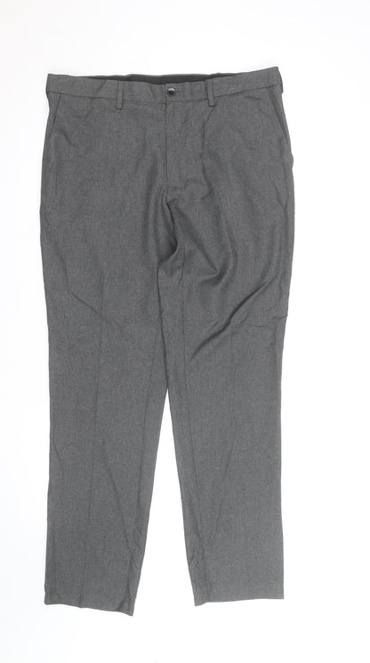 Marks and Spencer Men's Grey Slim Fit Dress Trousers 34R