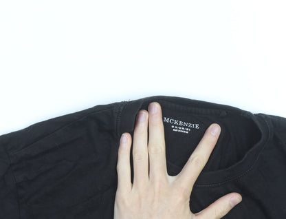 McKenzie Men's Black Cotton Crew Neck Short Sleeve T-Shirt Size S