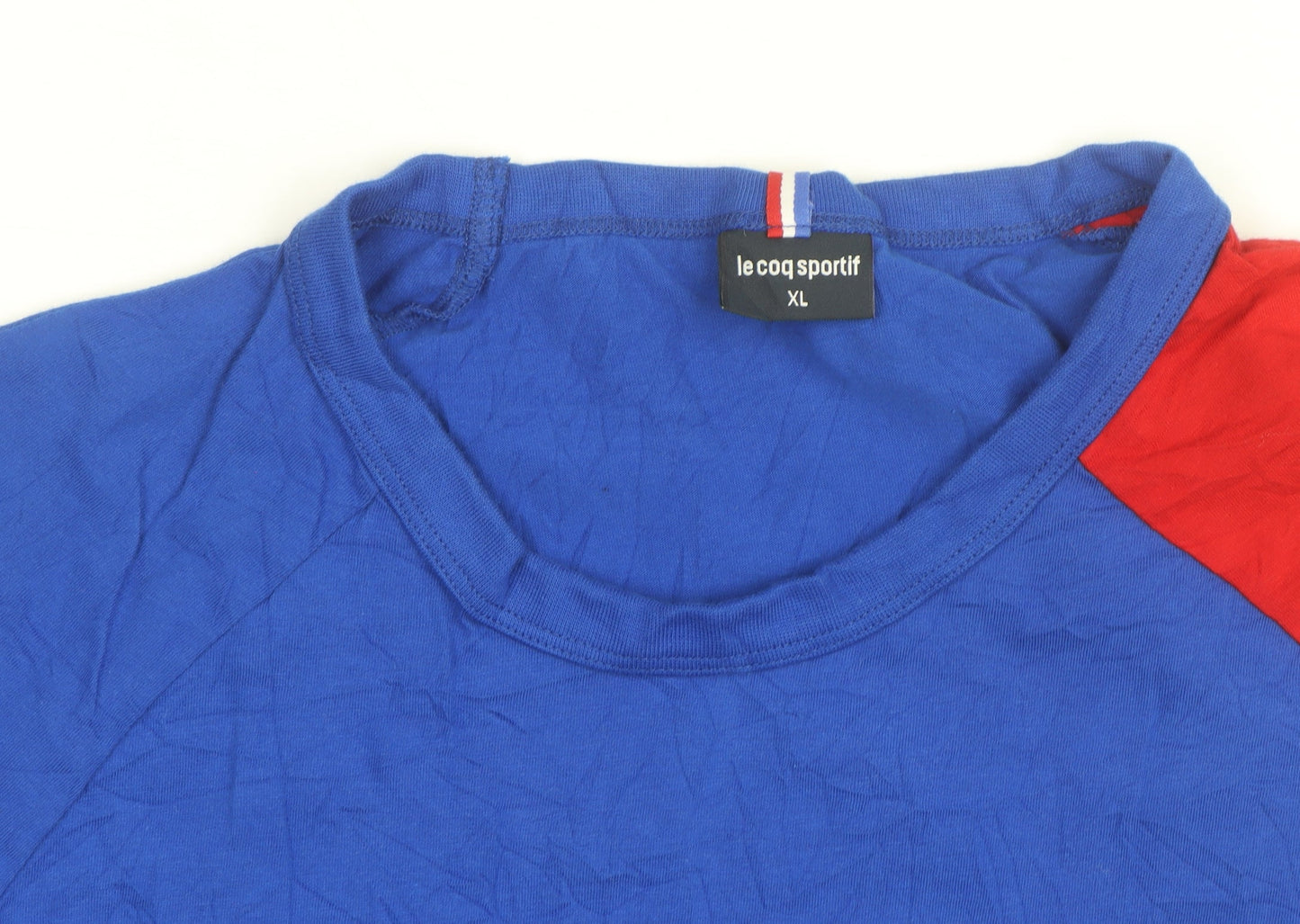 Le Coq Sportif Men's Blue Colourblock Crew Neck T-Shirt XL