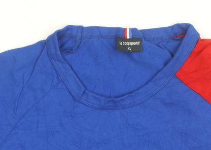 Le Coq Sportif Men's Blue Colourblock Crew Neck T-Shirt XL