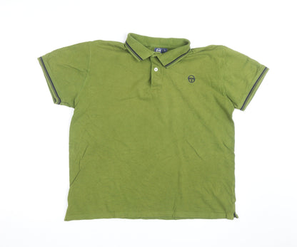 Sergio Tacchini Men's Green Cotton Polo Shirt Size L Classic Fit