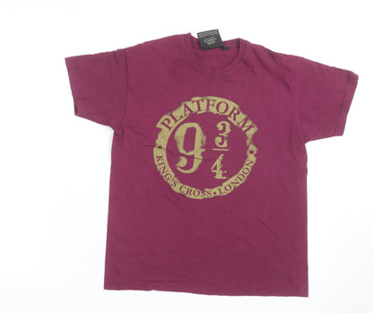 Harry Potter Boys Burgundy Platform 9¾ T-Shirt Medium Short Sleeve 100% Cotton