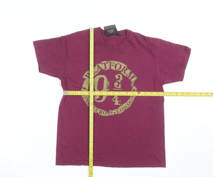 Harry Potter Boys Burgundy Platform 9¾ T-Shirt Medium Short Sleeve 100% Cotton