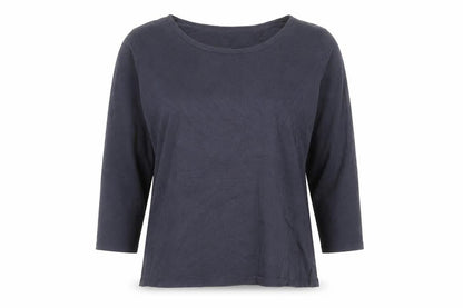 Max Mara Weekend Women's Blue L Basic 3/4 Sleeve Cotton T-Shirt