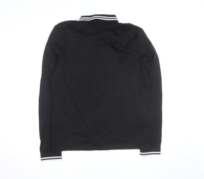 ASOS Design Men's Black Long Sleeve Polo Shirt Size L Cotton Classic Fit