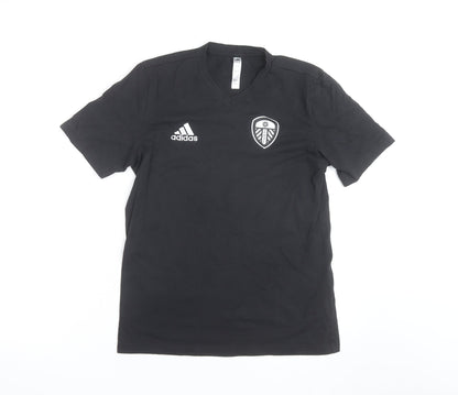 Adidas Mens Black Leeds United V-Neck Short Sleeve T-Shirt Size S