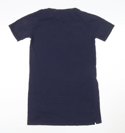 Juicy Couture Girls Blue T-Shirt Dress 10-11 Years Cotton Logo Glitter