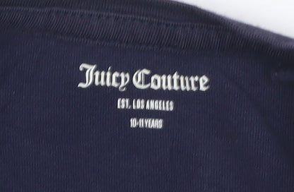 Juicy Couture Girls Blue T-Shirt Dress 10-11 Years Cotton Logo Glitter