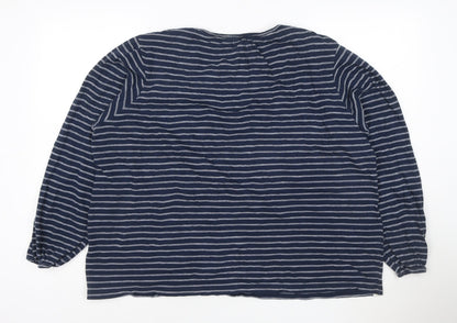 Brakeburn Womens Blue Striped Cotton Long Sleeve T-Shirt Size 16