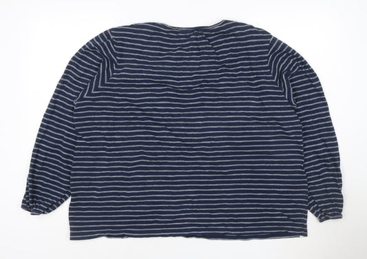 Brakeburn Womens Blue Striped Cotton Long Sleeve T-Shirt Size 16