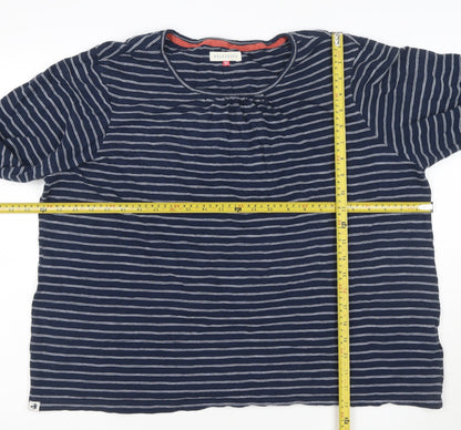 Brakeburn Womens Blue Striped Cotton Long Sleeve T-Shirt Size 16