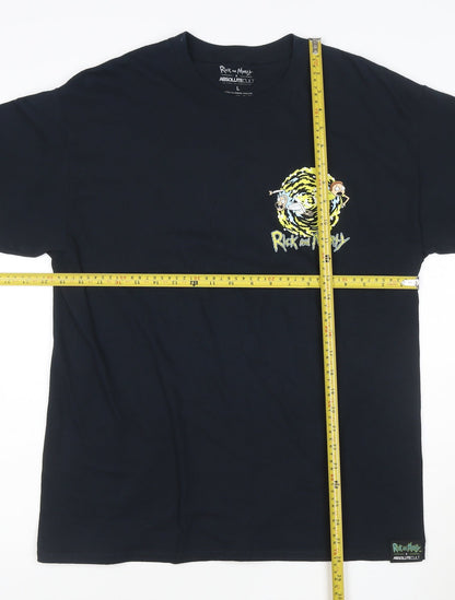 Absolute Cult Rick and Morty Black Cotton Men's L Graphic T-Shirt