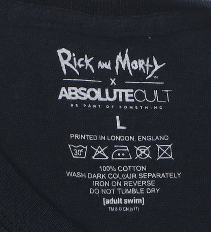 Absolute Cult Rick and Morty Black Cotton Men's L Graphic T-Shirt