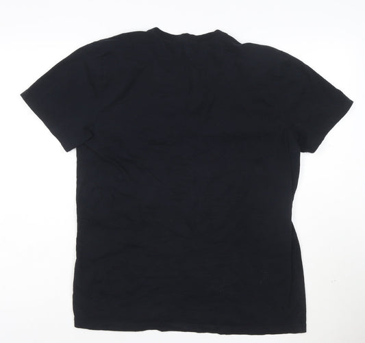 Hollister Men’s Black Henley Polo Shirt Size L 100% Cotton