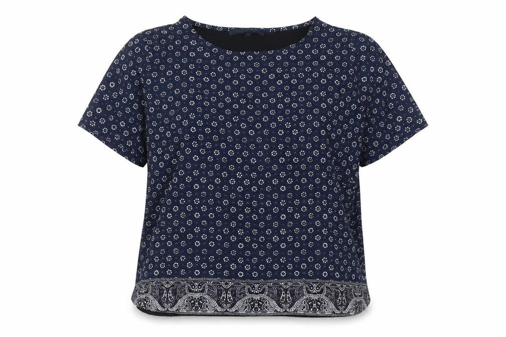 French Connection Women's Blue Floral Blouse XL Short Sleeve