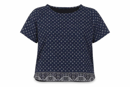 French Connection Women's Blue Floral Blouse XL Short Sleeve