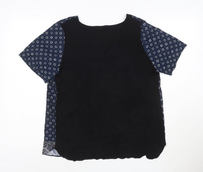 French Connection Women's Blue Floral Blouse XL Short Sleeve