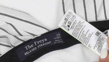 Marks and Spencer Women’s White Striped Relaxed Straight Trousers Size 20