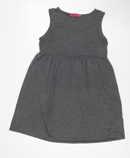 Boohoo Women's Grey Sleeveless Jersey Skater Dress Size 10