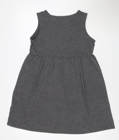 Boohoo Women's Grey Sleeveless Jersey Skater Dress Size 10