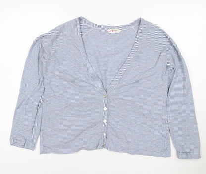 Cath Kidston Women's Blue Striped Long Sleeve Cotton Button-Up Top L