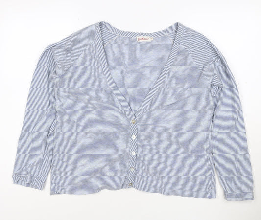 Cath Kidston Women's Blue Striped Long Sleeve Cotton Button-Up Top L