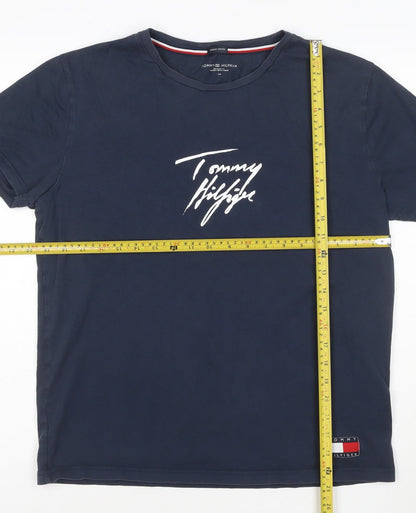 Tommy Hilfiger Men's Navy Blue Organic Cotton Crew Neck T-Shirt M
