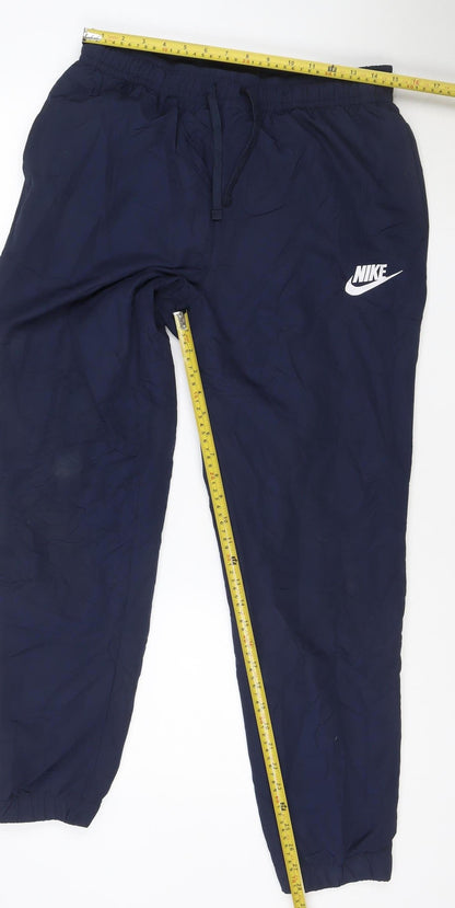 Nike Men's Blue L Track Pants Lightweight Woven Polyester Activewear