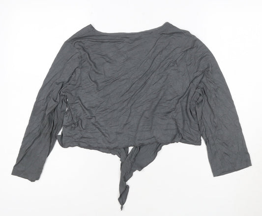 Marks and Spencer Per Una Grey Wrap Blouse Women’s Size 14 Long Sleeve