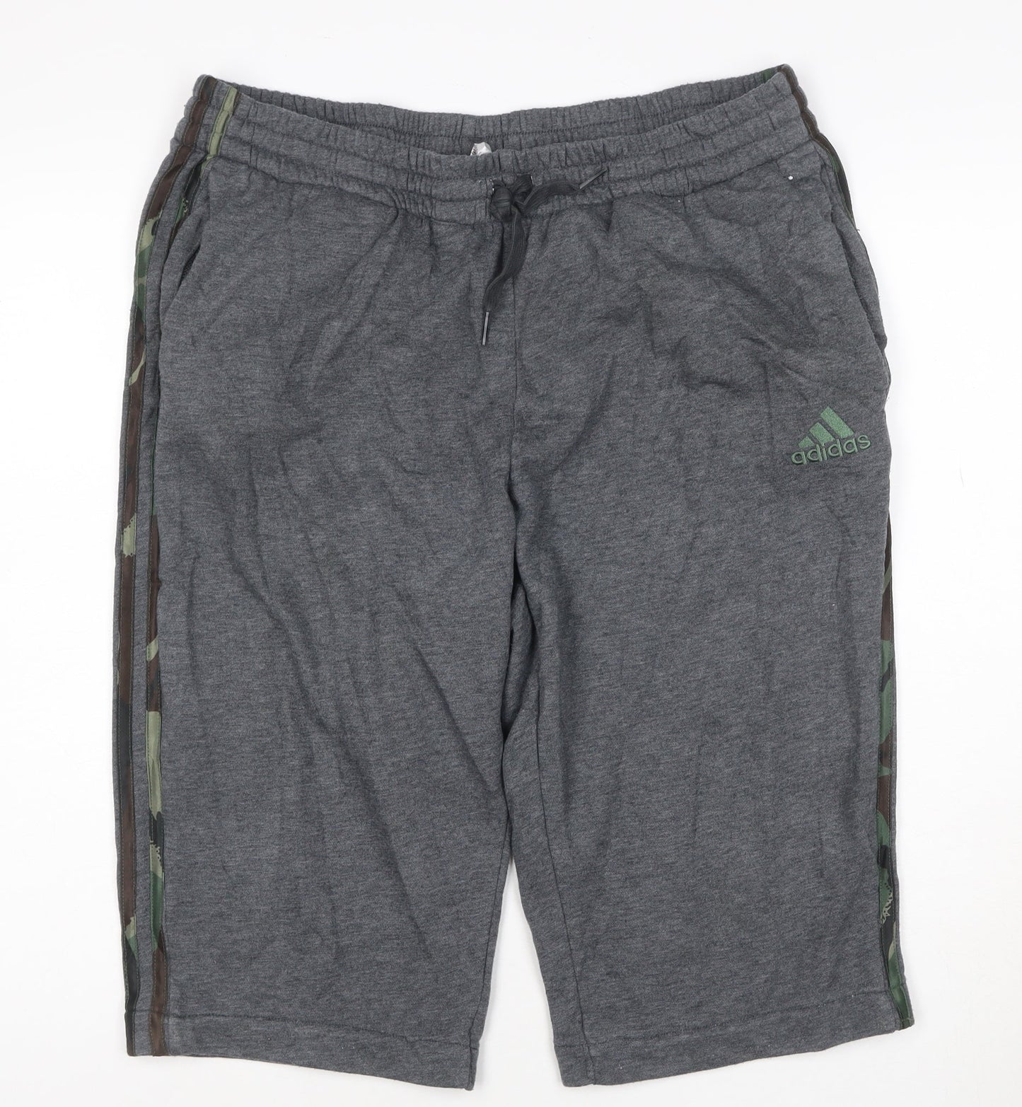 adidas Men's Grey XL Athletic Jersey Shorts with Drawstring