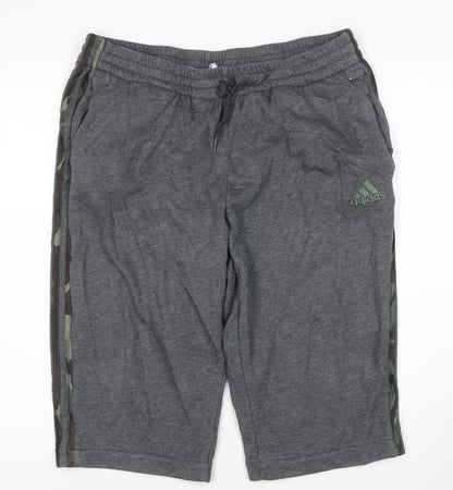 adidas Men's Grey XL Athletic Jersey Shorts with Drawstring