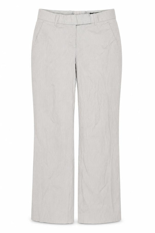 H&M Women's Beige Striped Regular Fit Cotton Blend Trousers Size 6