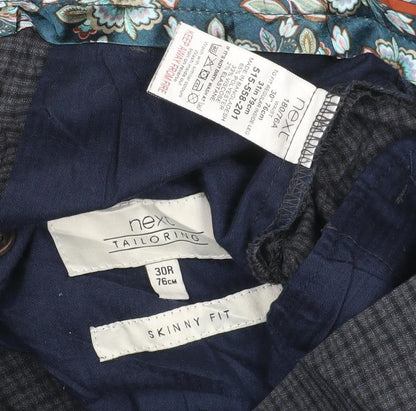 Next Men's Blue Check Slim Fit Tailored Trousers 30R