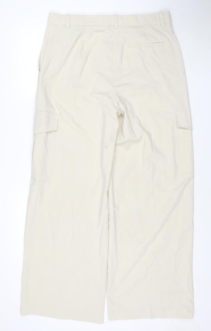 Marks and Spencer Women Beige Cargo Trousers Size 16 Tall