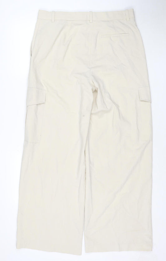 Marks and Spencer Women Beige Cargo Trousers Size 16 Tall