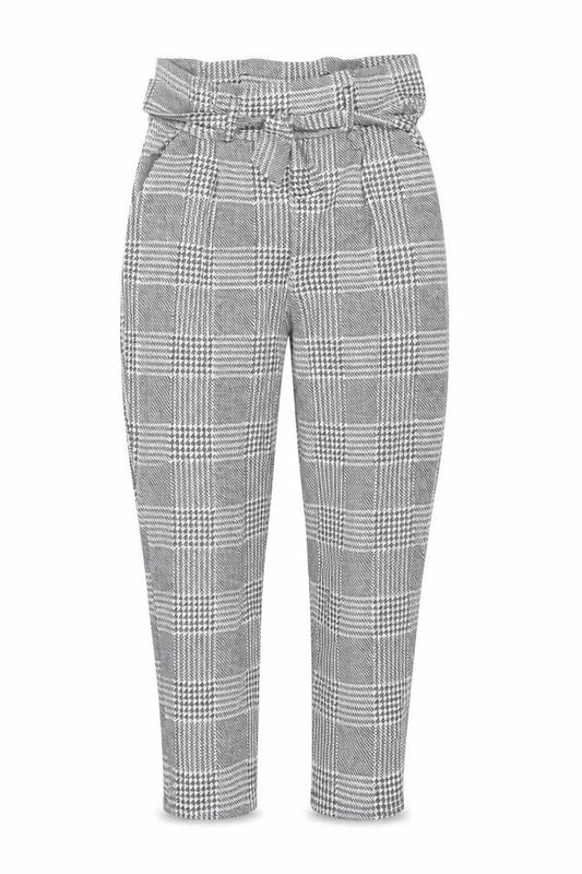 I Saw It First Womens Grey Check Tapered Belted Trousers Size 10