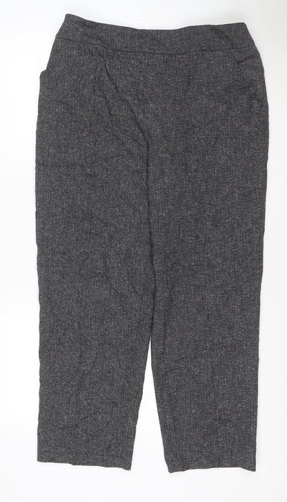 David Nieper Women’s Grey Straight-Leg Trousers Size 18 Stretch Viscose Blend