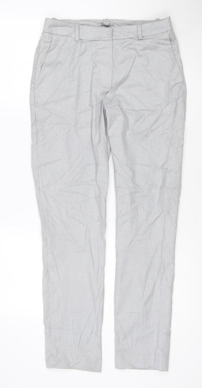 H&M Women’s Grey Check Chino Trousers Size 8 Regular Fit