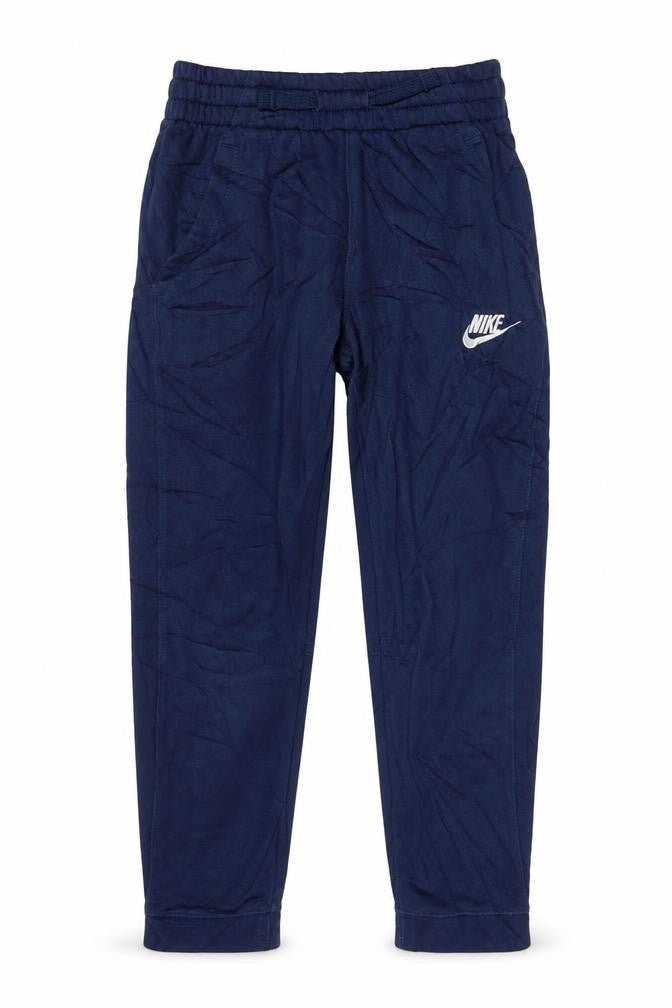 Front view of Nike boys’ blue jogger sweatpants small 128-137cm cotton blend activewear