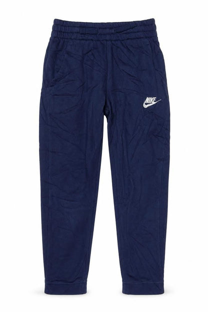 Front view of Nike boys’ blue jogger sweatpants small 128-137cm cotton blend activewear