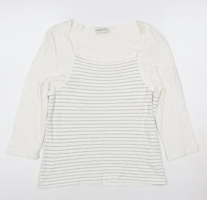 Minuet Women’s White Striped Jersey 3/4 Sleeve T-Shirt Size 12
