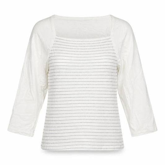 Minuet Women’s White Striped Jersey 3/4 Sleeve T-Shirt Size 12
