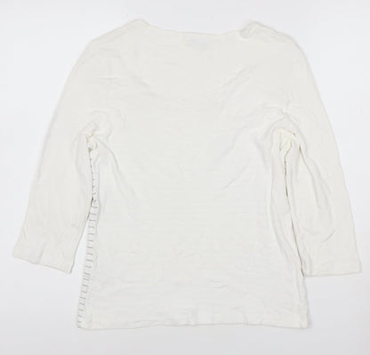 Minuet Women’s White Striped Jersey 3/4 Sleeve T-Shirt Size 12