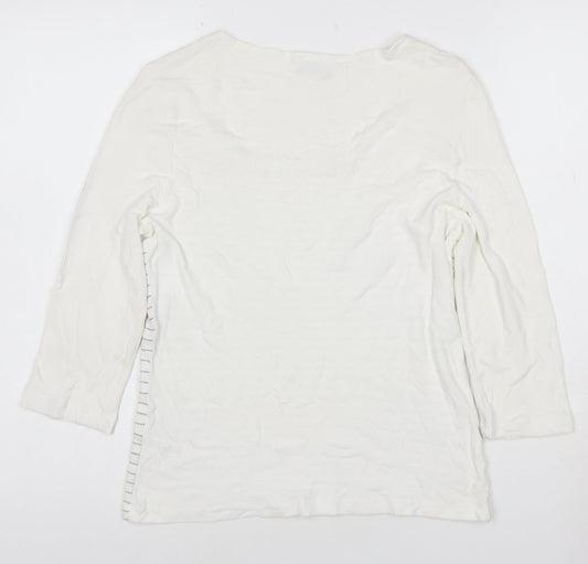 Minuet Women’s White Striped Jersey 3/4 Sleeve T-Shirt Size 12