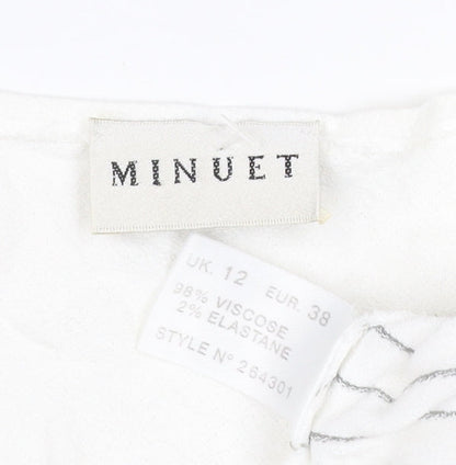 Minuet Women’s White Striped Jersey 3/4 Sleeve T-Shirt Size 12