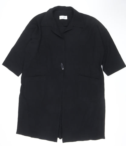 Gail Hoppen Womens Black Wool Mid-Length Overcoat Size 10