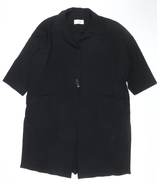 Gail Hoppen Womens Black Wool Mid-Length Overcoat Size 10