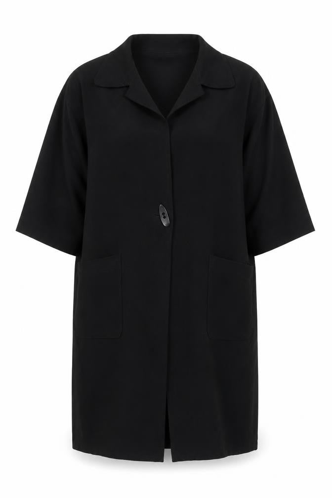 Gail Hoppen Womens Black Wool Mid-Length Overcoat Size 10